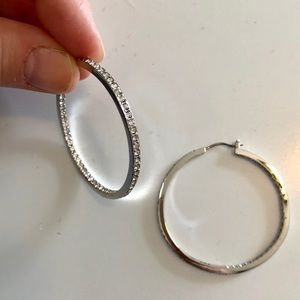 Chloe + Isabel Silver Jeweled Hoop Earrings
